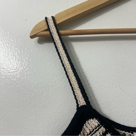 Zara Women’s S Black Cream Cotton Crochet Boho Chic Babydoll Slinky Mini Dress - Picture 5 of 13